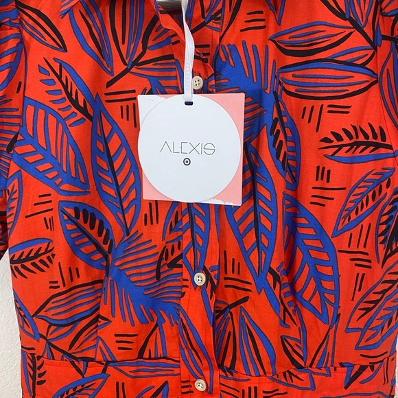 Tropical Leaf Short Sleeve Shirtdress CJRxTarget - Picture 7 of 9